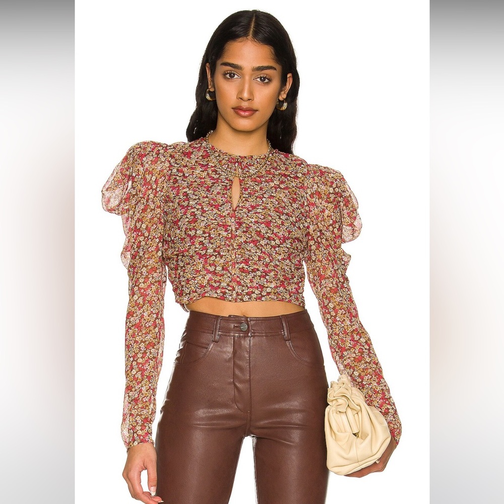 NWT Revolve Bardot Ruched Ditsy Floral Top in Ditsy Floral Size Medium